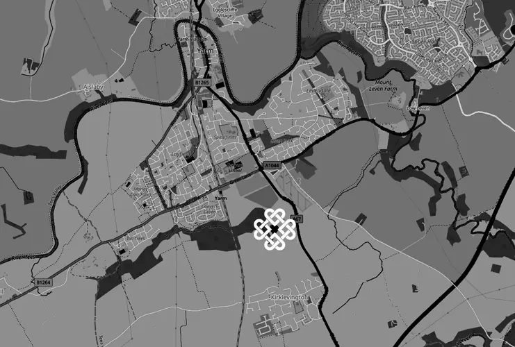 Map showing the location of Kirklevington Hall near Yarm
