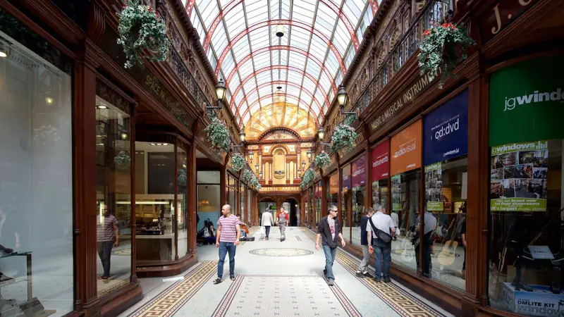 Covered Victorian shopping arcade with glass roof